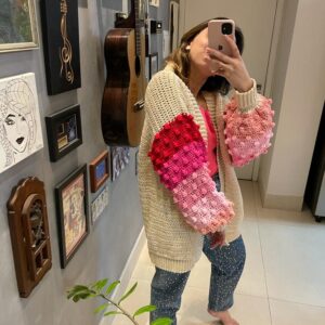 Cardigan Malu | Mangas tons de rosa